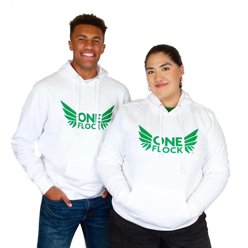 One Flock, McKenzie SewOn, White, Hoodie, Cotton Blend, Men, Unisex, Football, One Flock, Pullover, Sweatshirt, 965615